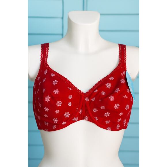 Cacique Red Snowflake Print Bra 44D | Holiday Winter Lingerie NWT sexy comfort - Picture 1 of 7